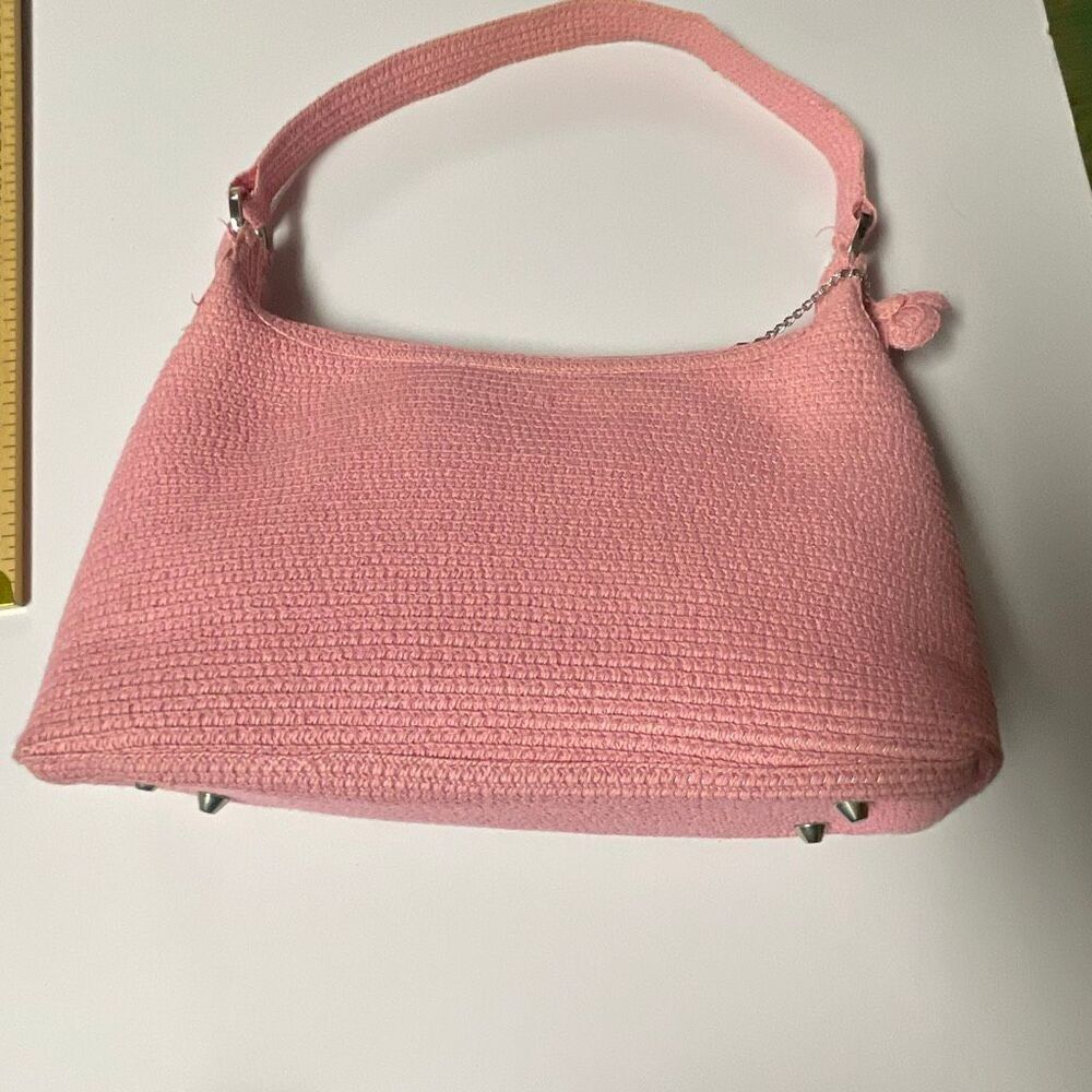 Betmar pink woven satchel or top handle bag. - Picture 3 of 9